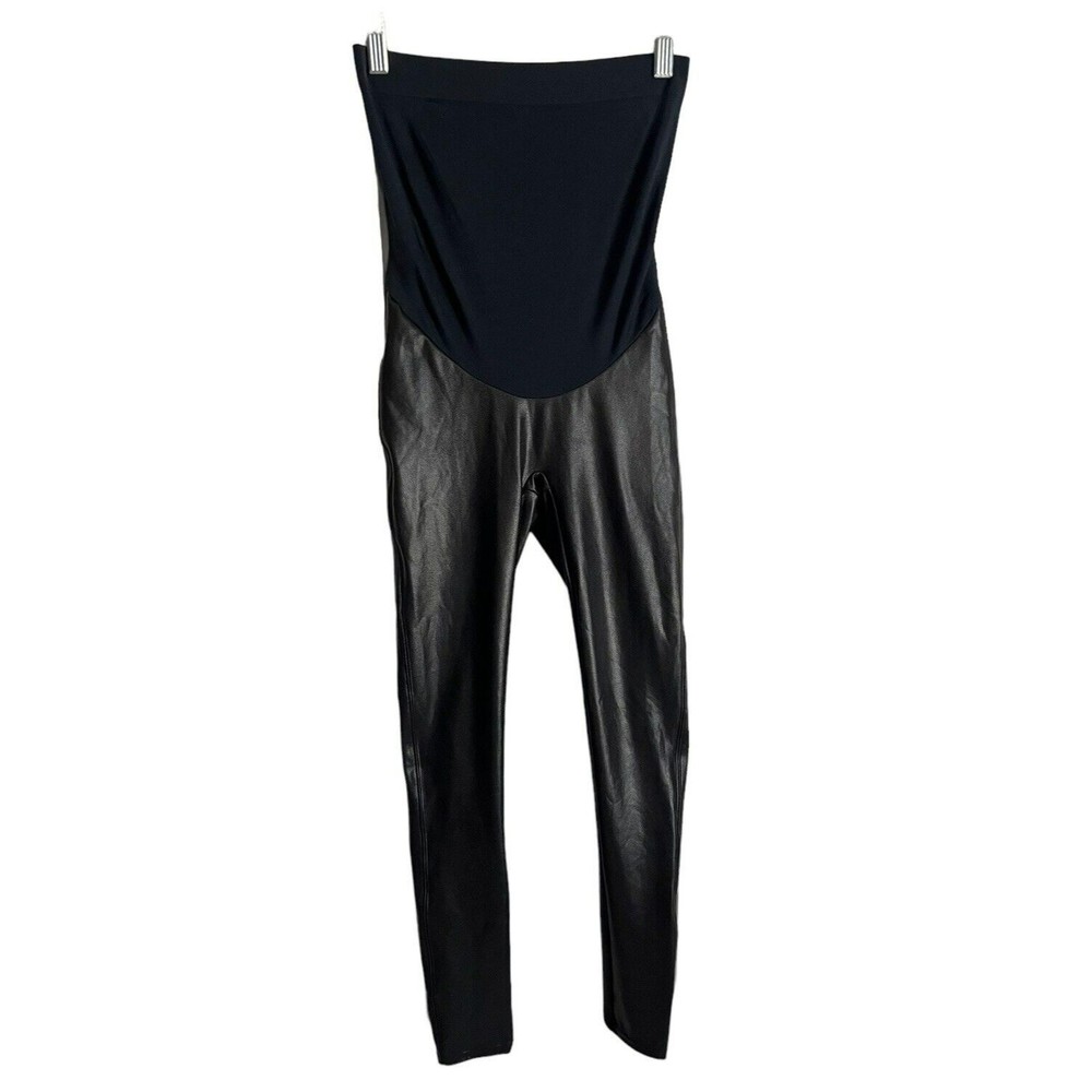 SPANX Womens Size Small Mama Faux Leather Maternity Leggings Black